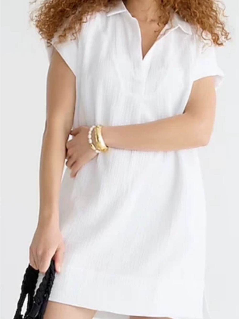 J. Crew White Cap-Sleeve Split-Neck Tunic